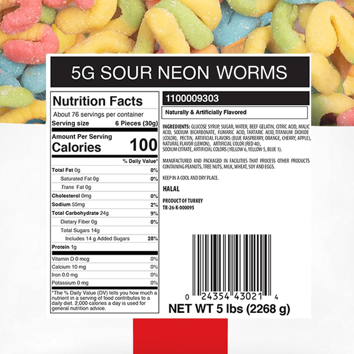 Candy Break Sour Neon Worms 5lbs bulk pack communicates value for gatherings