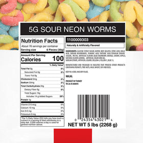 Candy Break Sour Neon Worms 5lbs bulk pack communicates value for gatherings