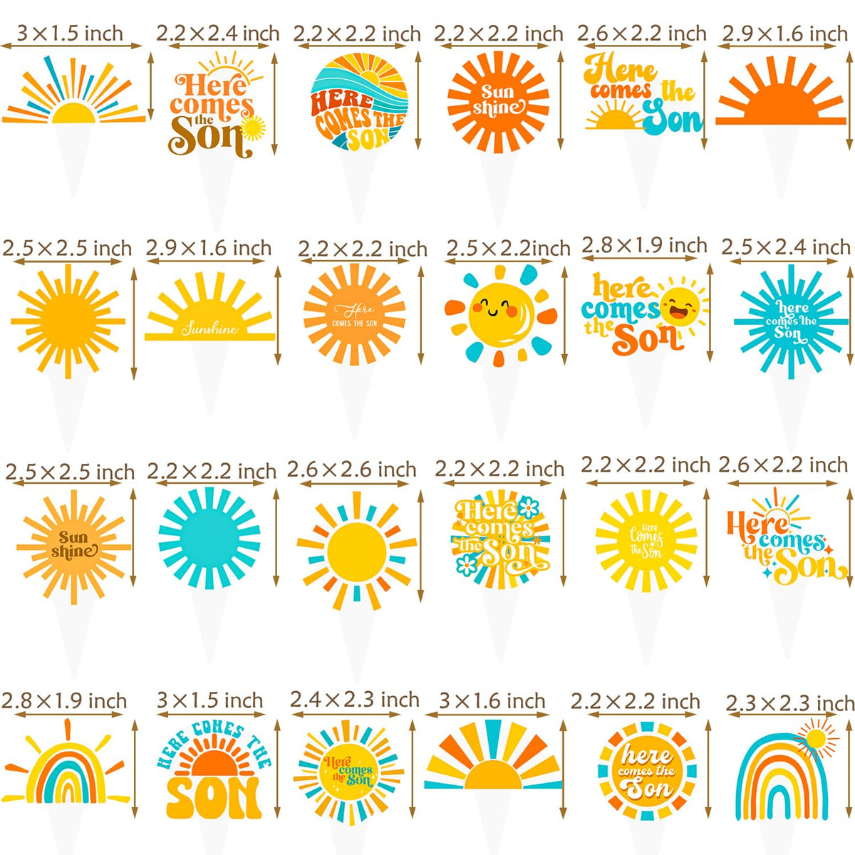 CANDY CHEF Here Comes the Sun topper double-sided visibility from all angles