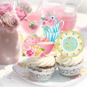 Candy Chef pink blue toppers highlight pastel tea party theme