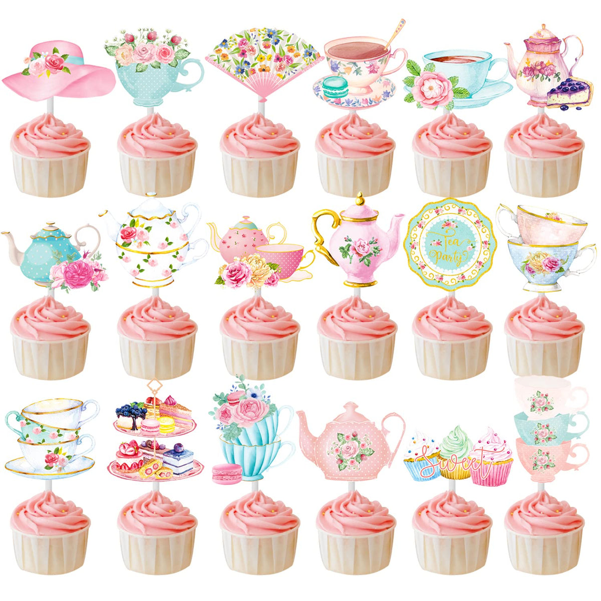 Candy Chef tea party toppers teacup add charming tea time flair to cakes