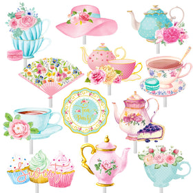Candy Chef tea party toppers teapot for elegant cupcake decor