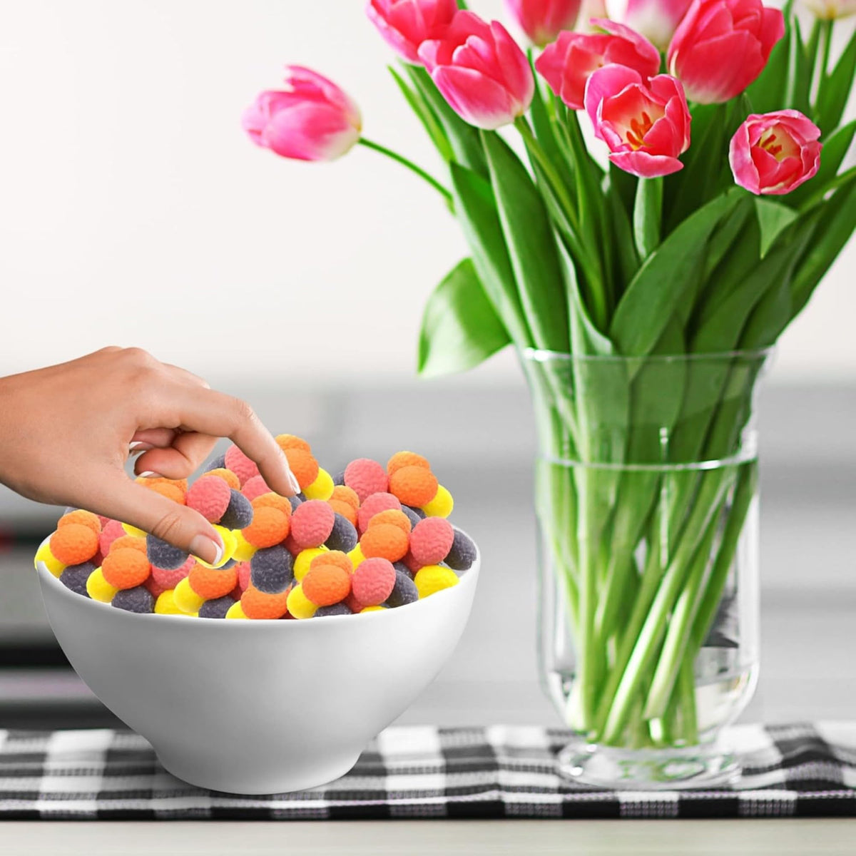 Candy Creations On Cloud 9 candy bowl display with bright colors for gatherings.