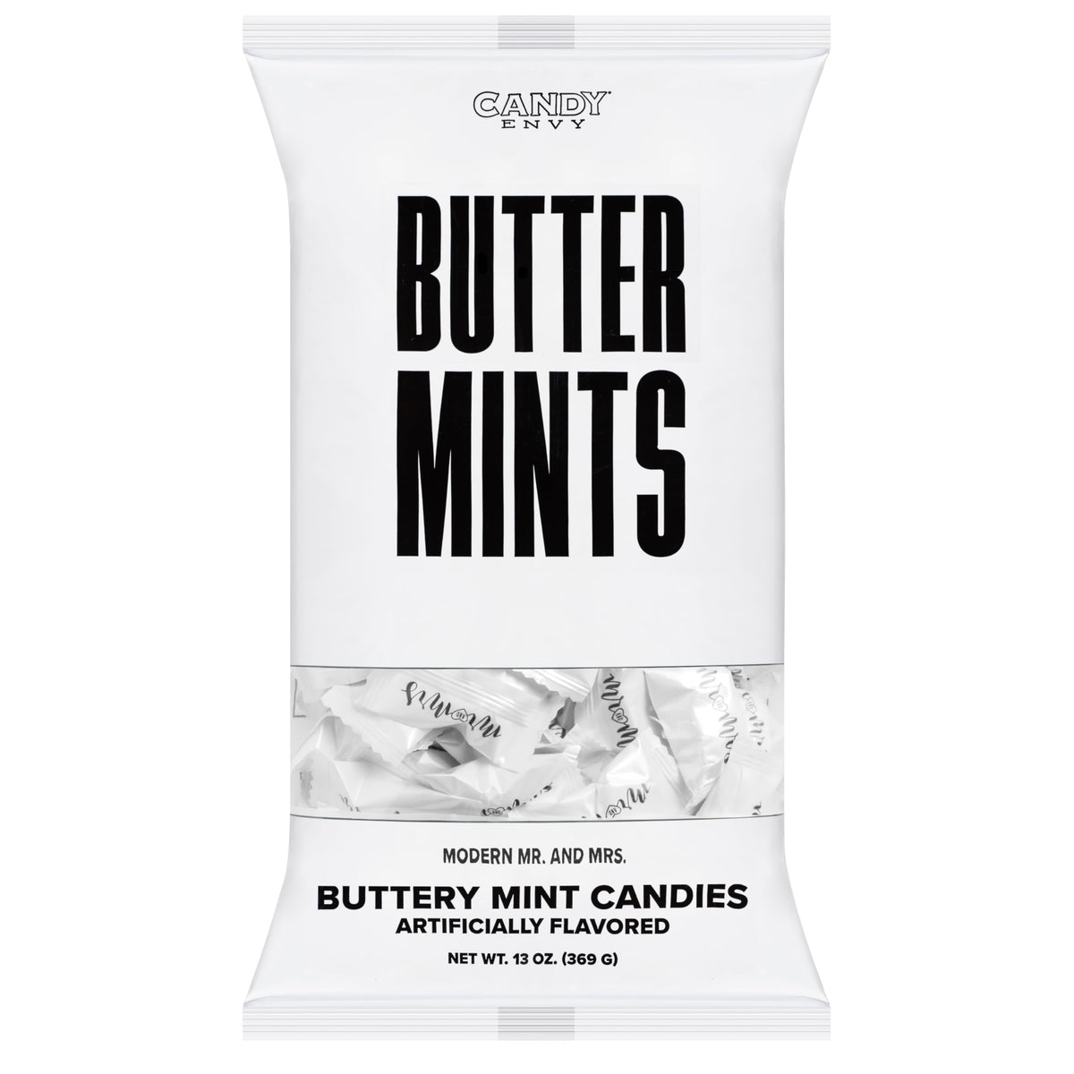 Candy Envy 13 oz mint bag at dessert table setting.