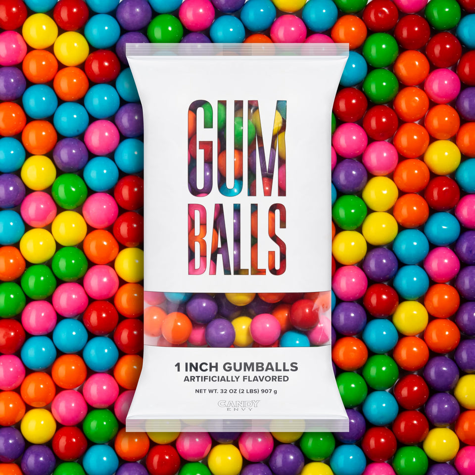 Candy Envy assorted gumballs pack-shot with vibrant colors for party snacking
