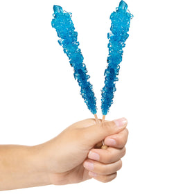 Candy Envy blue rock candy stick wrapped, perfect for gifting and decor.