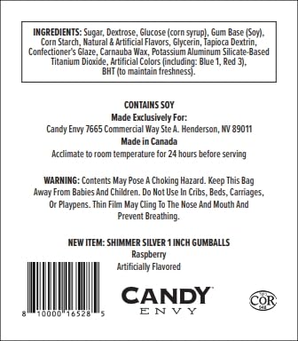 Candy Envy bulk silver gumballs 1 inch packaging perfect for vending or events