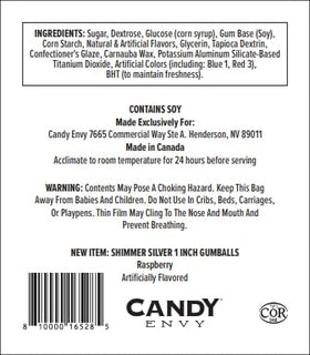 Candy Envy bulk silver gumballs 1 inch packaging perfect for vending or events
