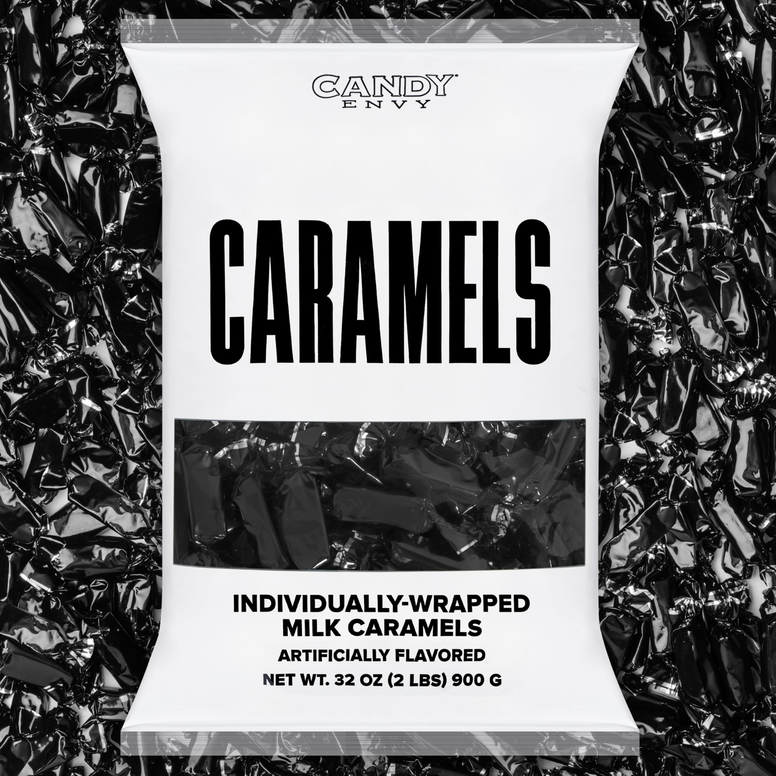Candy Envy Individually Wrapped Caramels – Black Wrapper, 2 Pound Bulk ...