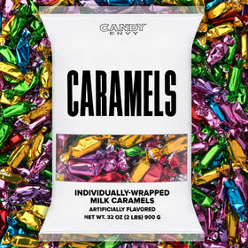 Candy Envy caramels with colorful wrappers brighten festive gift displays.