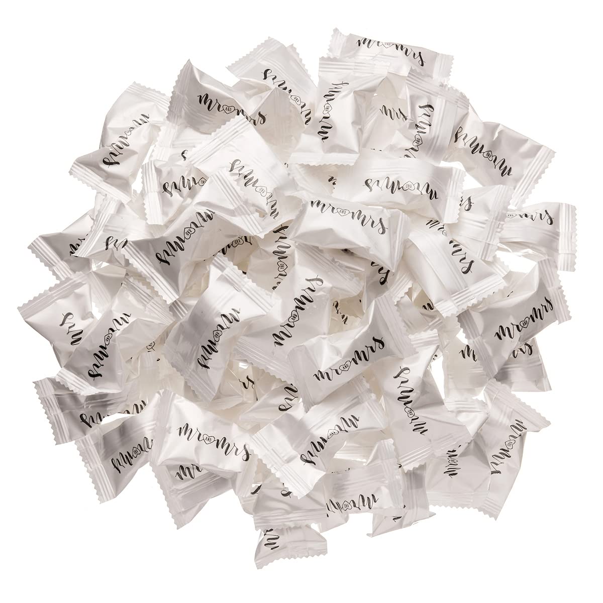 Candy Envy engagement party mints with Mr. and Mrs wrappers.