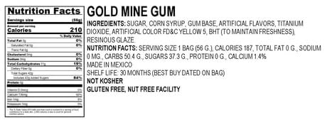 Candy Envy Gold Mine nugget gum displayed in gold bags for easy gifting.