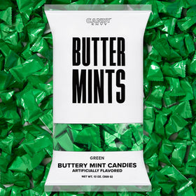 Candy Envy green-wrap buttermints closeup showing fresh melt and elegant presentation