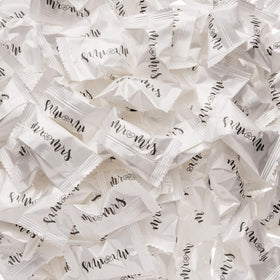 Candy Envy individually wrapped buttermints with Mr. and Mrs on each wrapper.