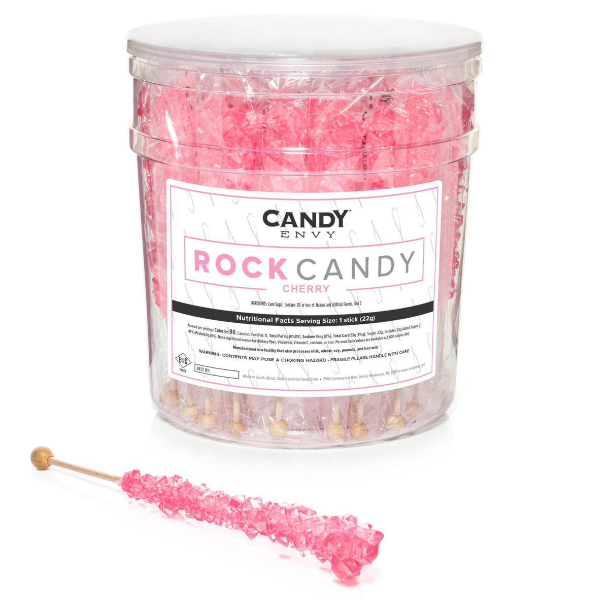 Candy Envy light pink cherry rock candy stick ideal for party favors.