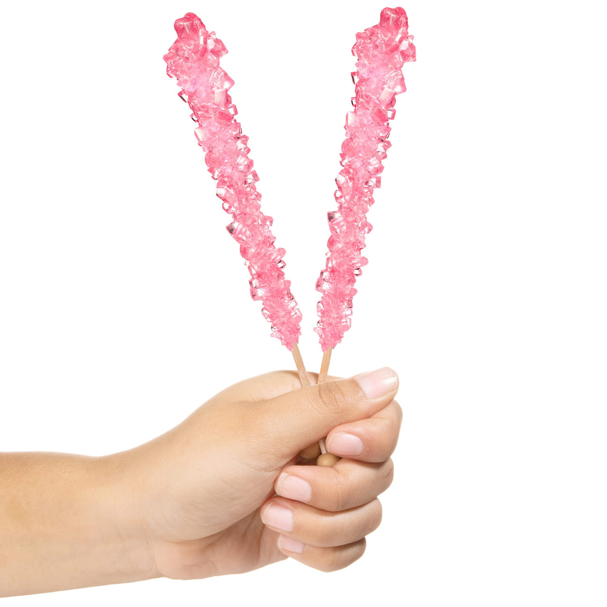 Candy Envy cherry-flavored pink rock candy stick for celebrations.