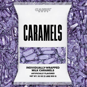 Candy Envy lilac-wrapped caramels ready for gifting.