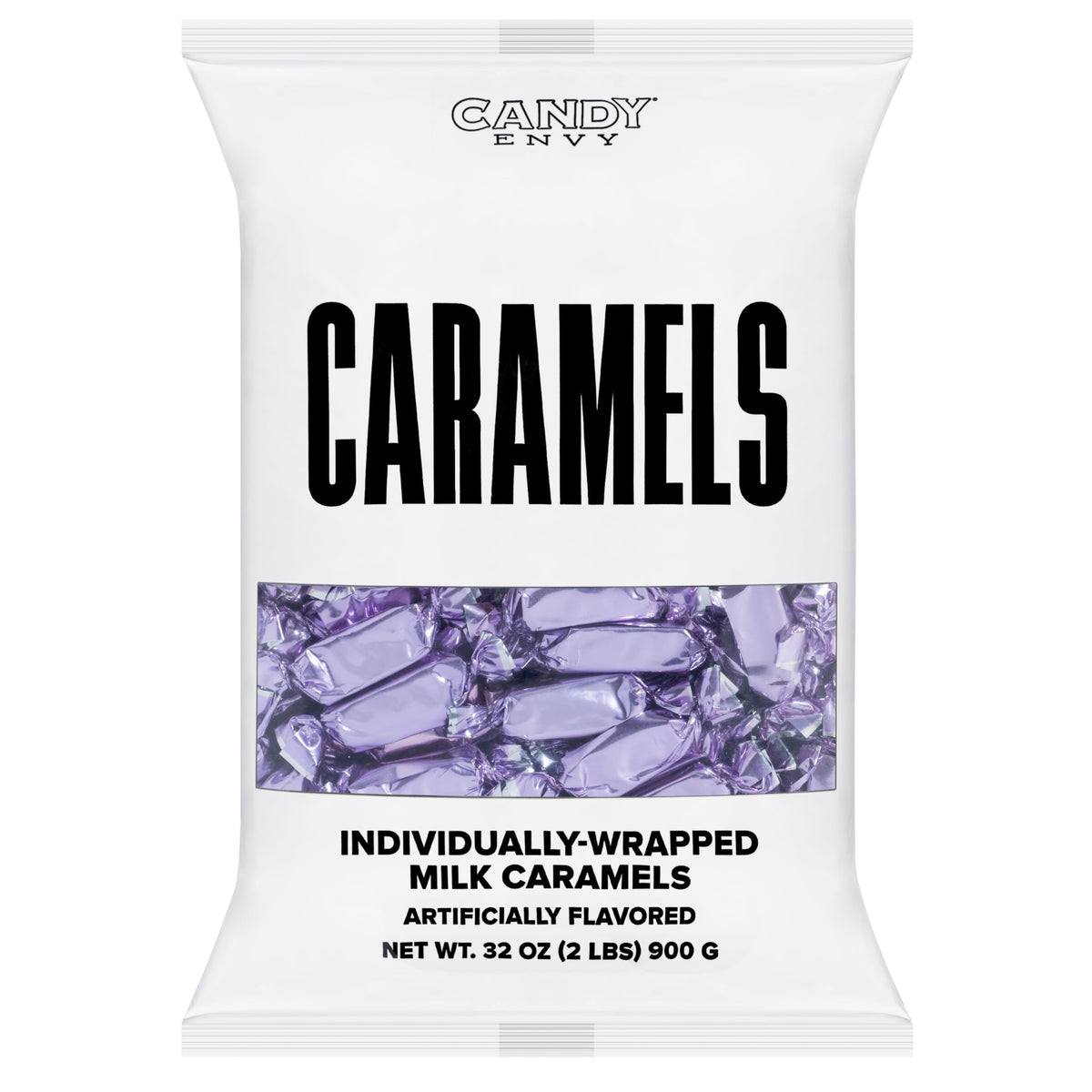 Candy Envy lilac-wrapper packaging brightens displays.