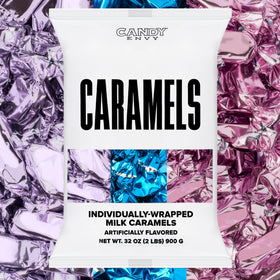 Candy Envy mermaid-wrapped caramels bag closeup with vibrant wrappers and bulk value