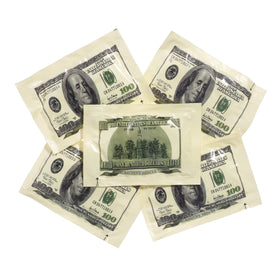Promotional giveaway display with Candy Envy Money Mints for finance events.