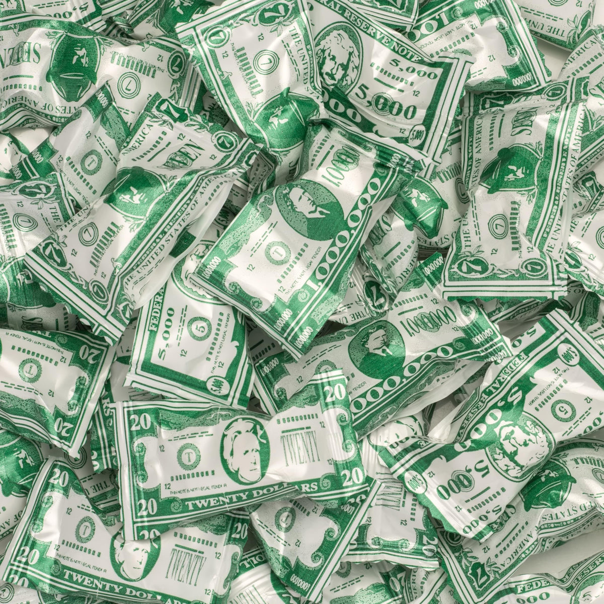 Candy Envy Money Buttermints bag open closeup, bite-sized indulgence