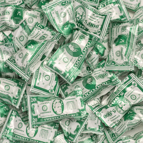 Candy Envy Money Buttermints bag open closeup, bite-sized indulgence