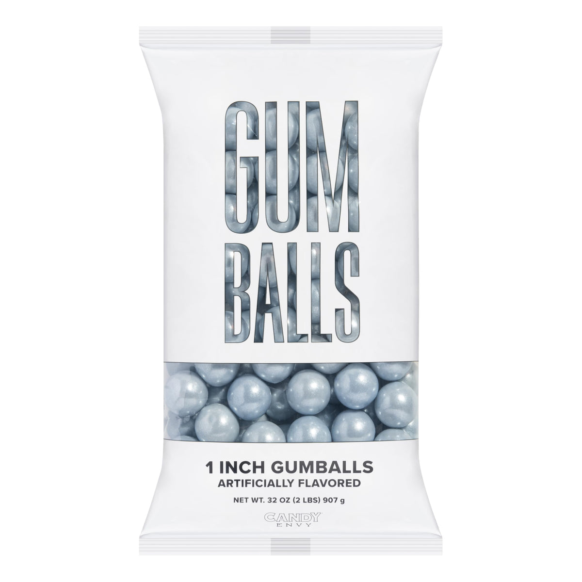 Candy Envy no-branding silver gumballs 1 inch ideal for customizable party signage