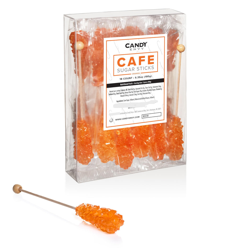 Candy Envy Orange Café Sugar Stick as a stylish coffee stirrer for citrus flavor