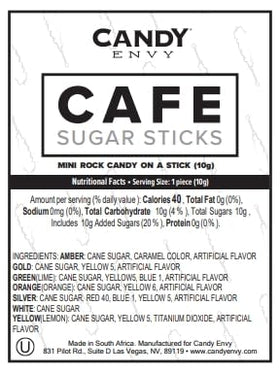 Candy Envy orange sugar stick in a display at events