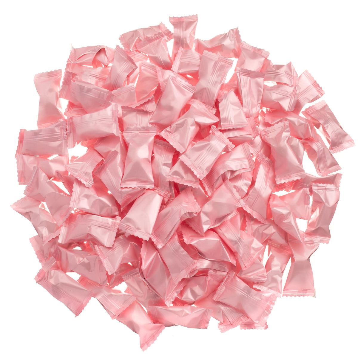 Candy Envy pink-wrapper mints brighten any party or dessert table presentation.