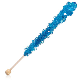 Candy Envy party favor display with blue sticks.