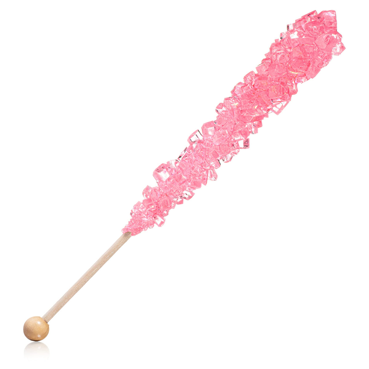 Candy Envy party favors featuring pink rock candy sticks for guests.