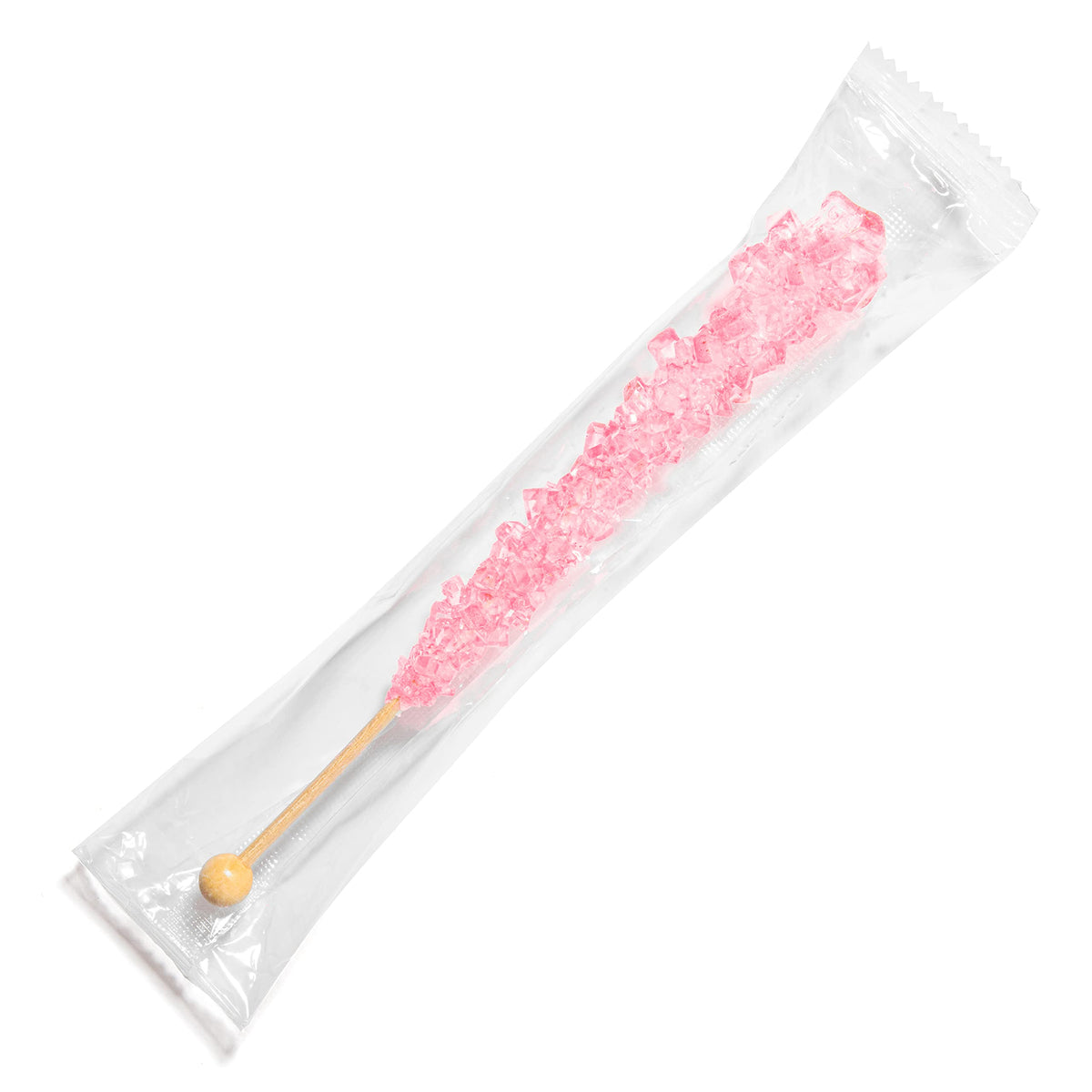 Candy Envy pink rock candy sticks, individually wrapped for weddings and events.