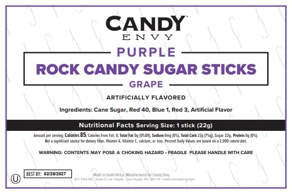 Candy Envy Purple Rock Candy Stick pairs well with hot drinks and cozy moments