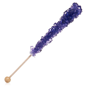 Candy Envy Purple Rock Candy Stick displayed on wedding dessert setup