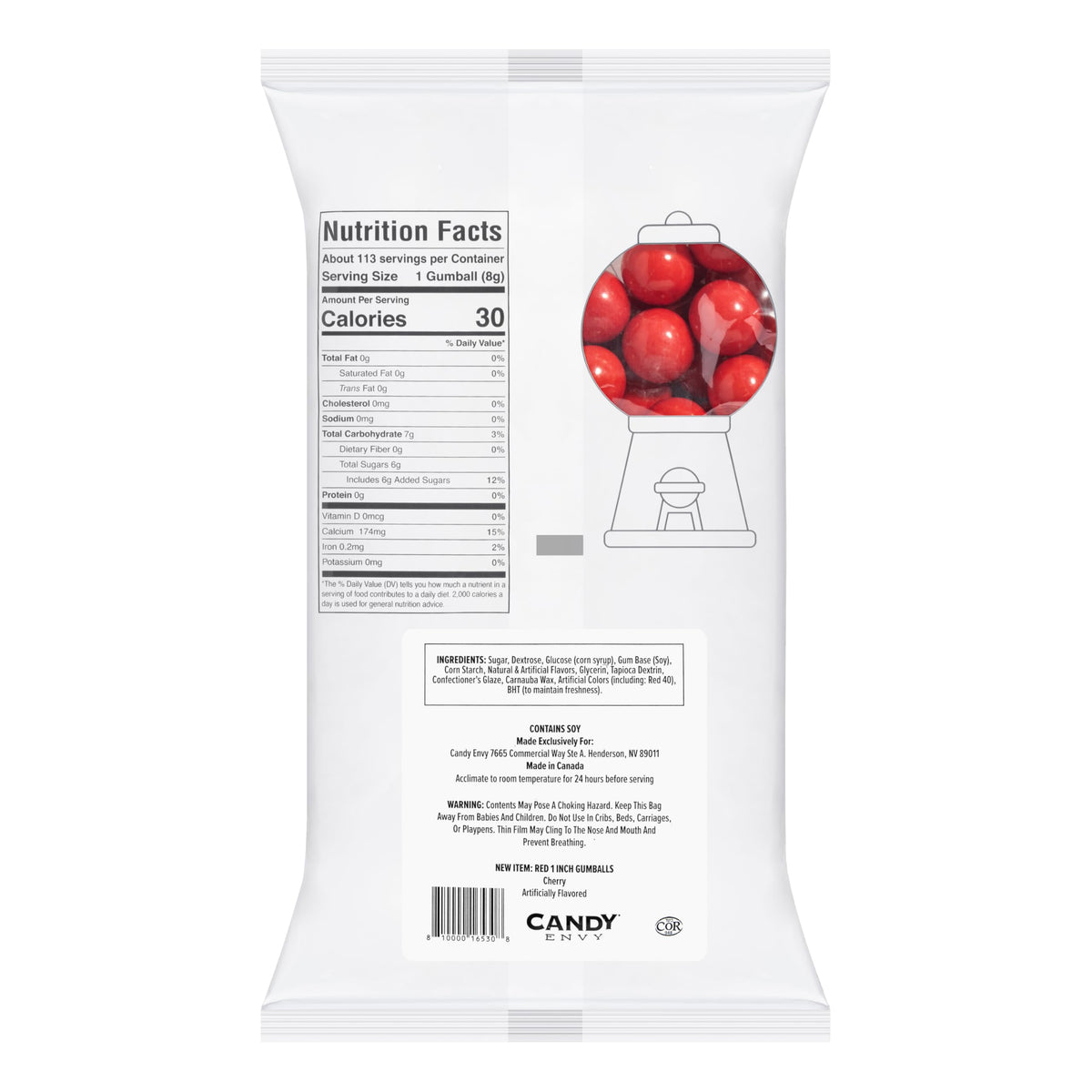 Candy Envy Kosher-certified gumballs logo signals North American-made quality