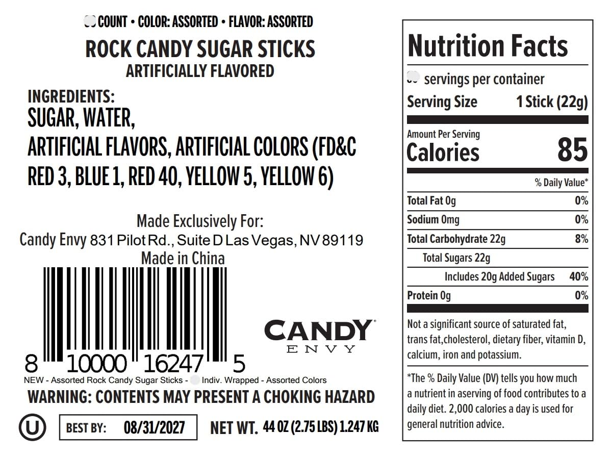 Candy Envy Grape rock candy sticks deliver vivid flavor bursts