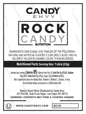 Candy Envy rock candy sticks melt-in-mouth sweetness with a crisp crunch.