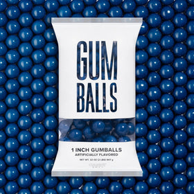 Candy Envy Royal Blue Gumballs 1 inch close-up, glossy shells for party favors.