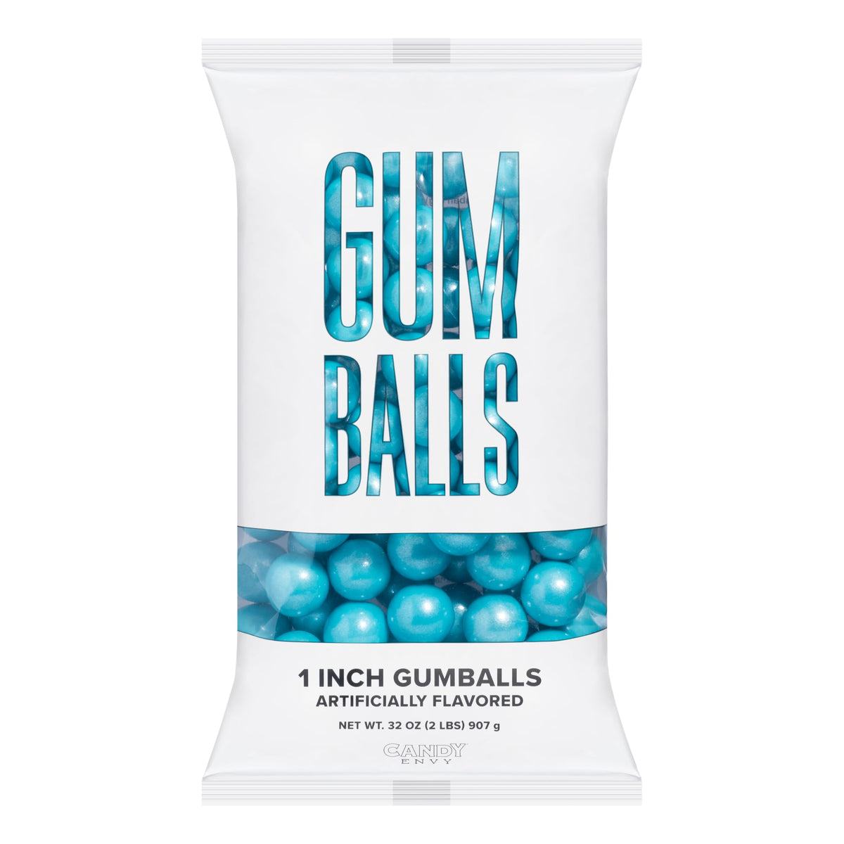 Candy Envy Shimmer Light Blue Gumballs close-up blueberry flavor and vibrant color
