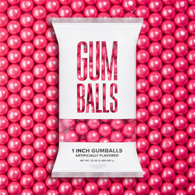 Candy Envy Shimmer Pink Gumballs, 1-inch glossy bite for display.