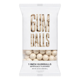 Candy Envy Shimmer White Gumballs in party favor bag.
