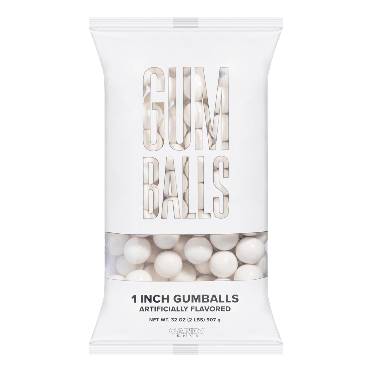 Candy Envy smooth gloss white gumballs suitable for family-friendly venues