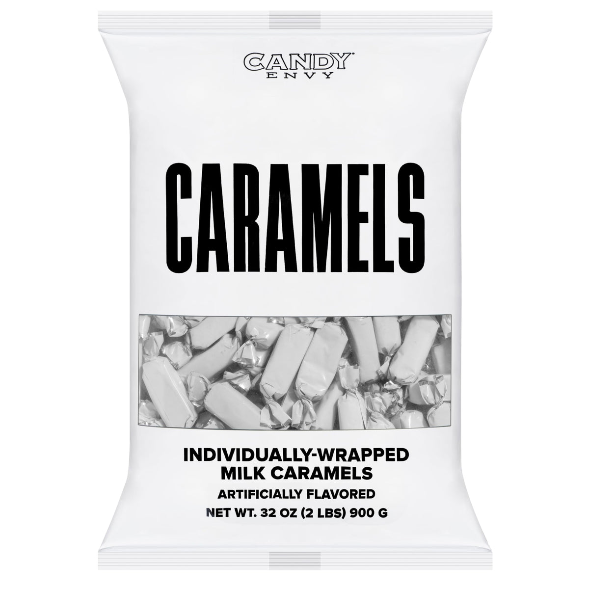 Crisp packaging aids counting and gifting of Candy Envy caramels.