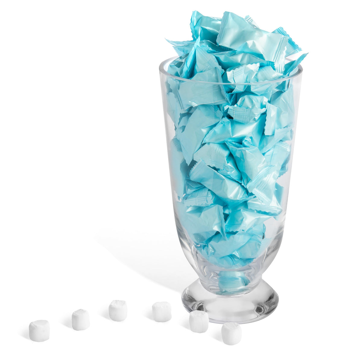 Candy Envy wedding mints displayed on a dessert table for guests