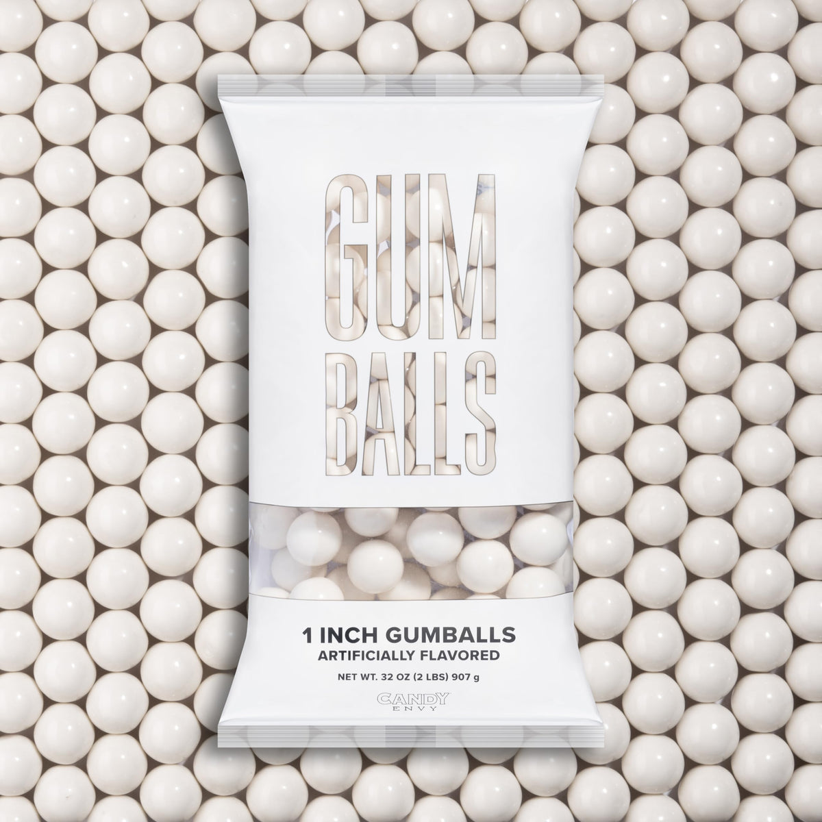 Candy Envy white gumballs 1-inch glossy spheres for standard machines