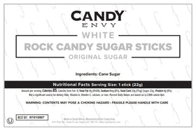 Candy Envy White Rock Candy Sticks with no artificial colors for clean snacking.