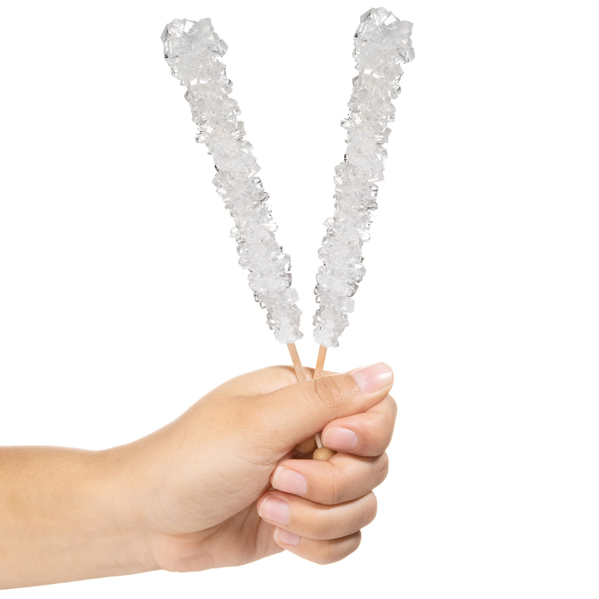 Close-up of Candy Envy sugar stick showing crystal sweetness.
