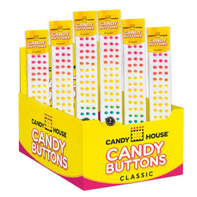 Candy House Candy Buttons on a paper strip with bright colors for nostalgic snacking