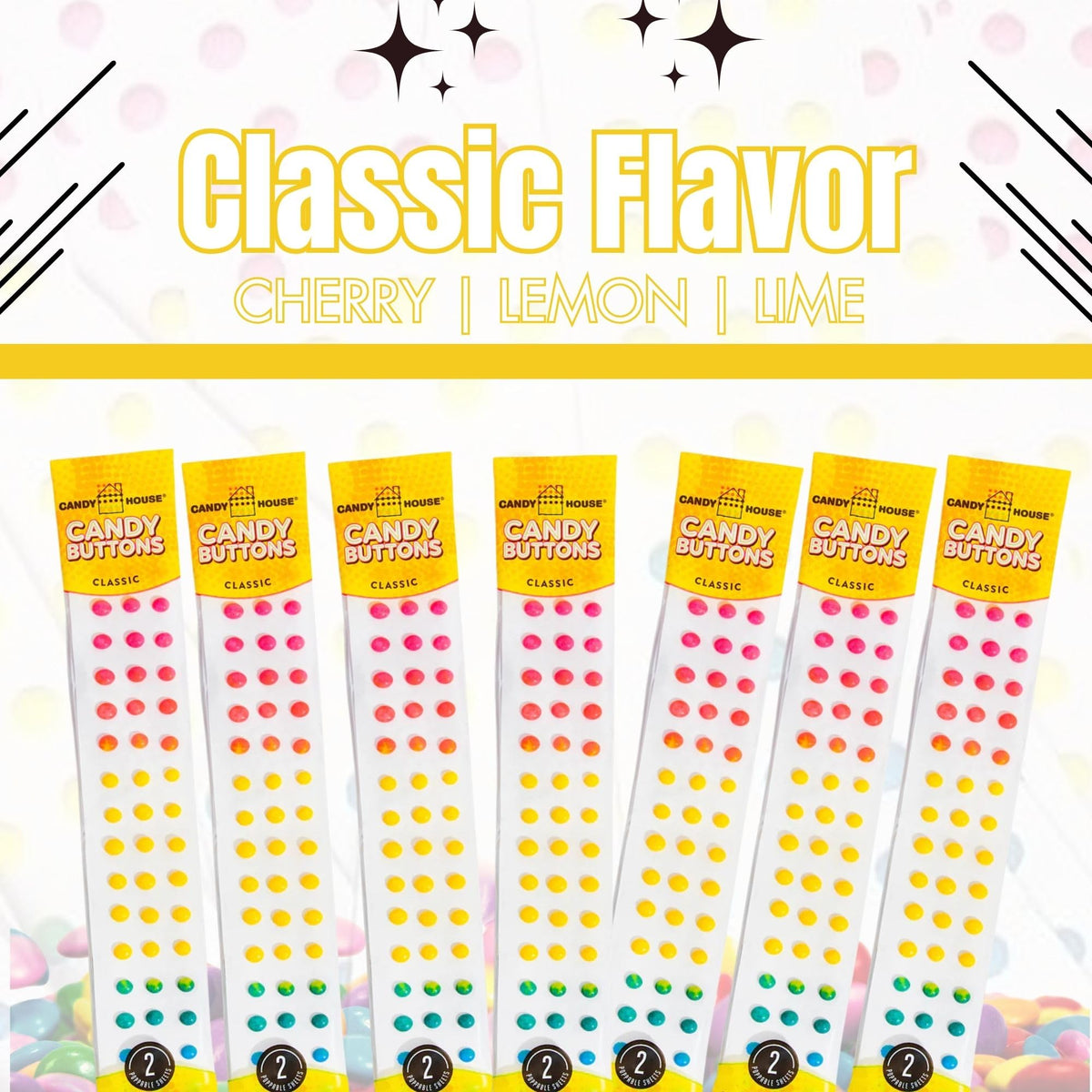 Candy House Candy Buttons individually wrapped strips for freshness and sharing.
